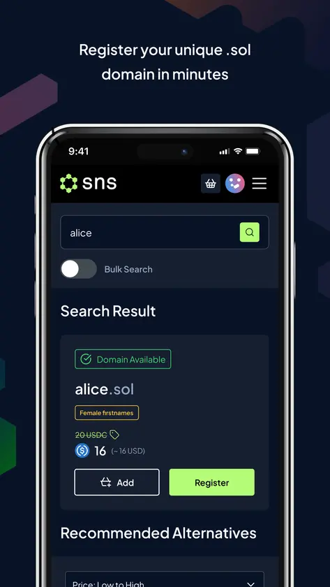 Solana Name Service screenshot 2