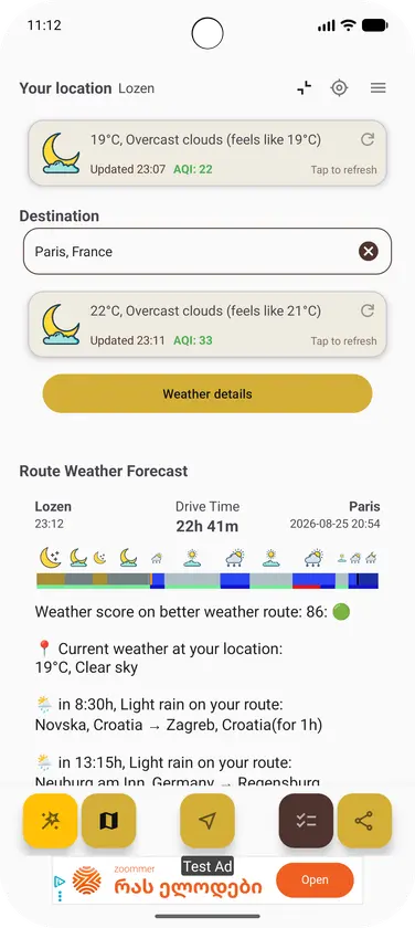 WeatherRoute screenshot 1
