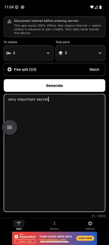 Shamir Safe screenshot 1