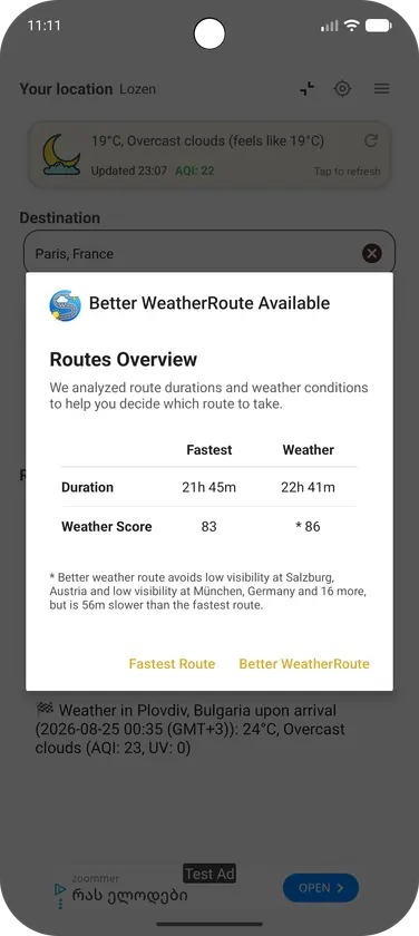 WeatherRoute screenshot 2
